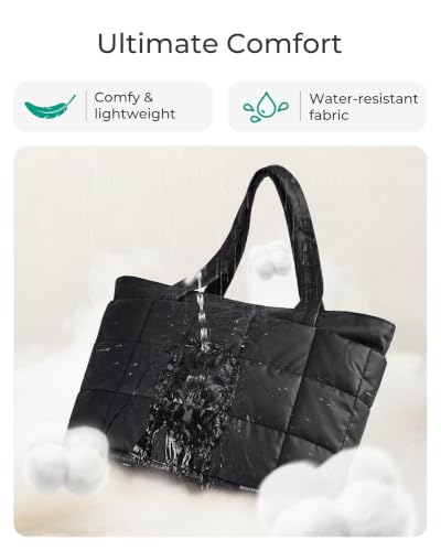 Image of BAGSMART Expandable Tote Bag for Women, Puffer Work Tote Travel Bag | Quilted Carry On Bag for Travel Work Gym College, Waterproof Travel essentials