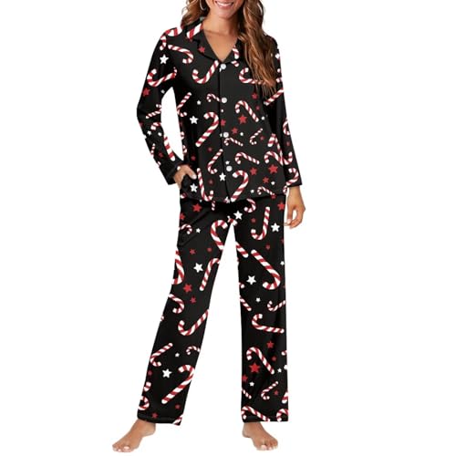 Pajamas Set for Women Long Sleeve Sleepwear Pj Set Button Down 2 Piece Soft Loungewear with Pockets XS-4XL4