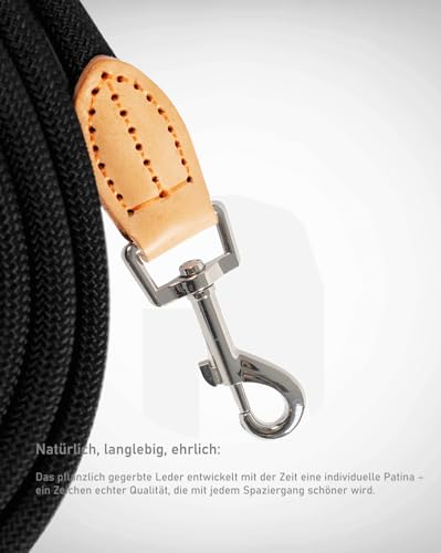 LeileiPaws Tauleine Hund – Nylon Hundeleine für kleine, mittelgroße & große Hunde – hundeleine leicht mit Schlaufe für kleinere Hunde, robuste Hundeleine große Hunde(Schwarz, 2m x 0.8cm)