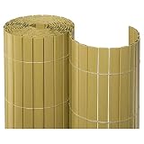 NOOR Sichtschutzmatte PVC 1,6 x 10m Bambus I Wasserdichter Sichtschutz aus Kunststoff für Gärten I UV-beständige Zaunmatte für Tennisplätze und Balkone