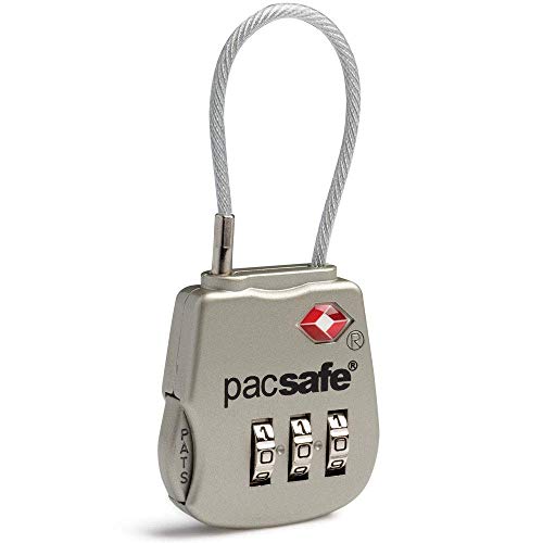 Pacsafe Prosafe 800 TSA Accepted 3-Dial Cable Lock, Silver