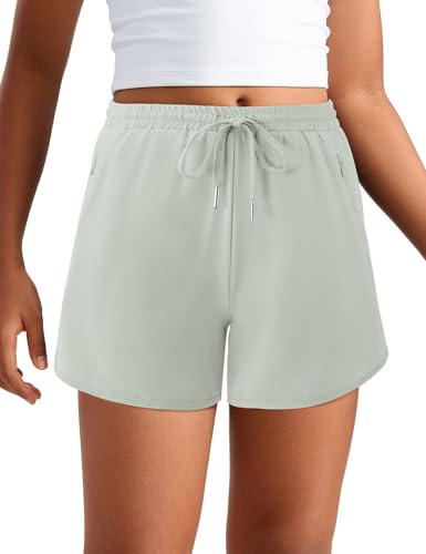 LIONJIE Shorts de corrida de cintura alta para meninas, secagem rápida, atlético, futebol, basquete,