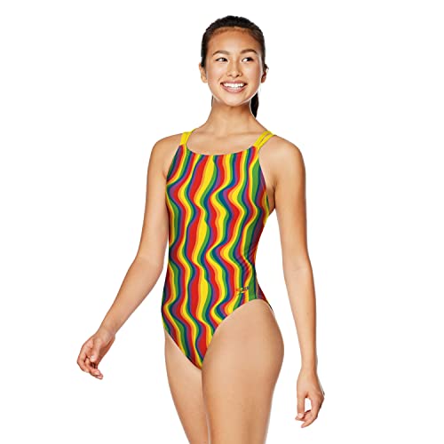Maillot de bain 1 pièce Endurance Speedo arc-en-ciel dos fixe double sangle taille 28