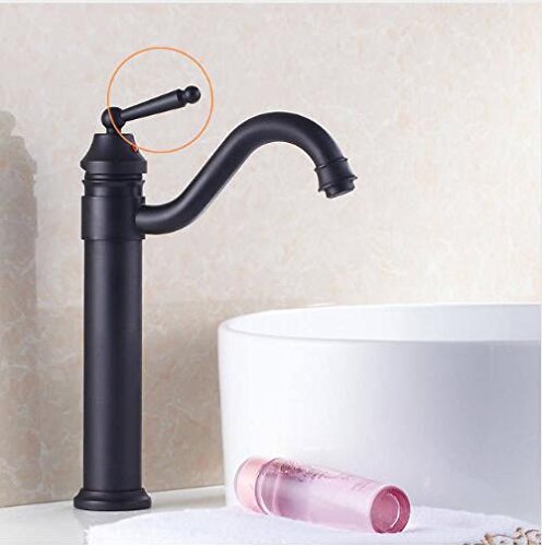 Robinet de salle de bain noir mat en cuivre de style antique et haute arche pour vasque