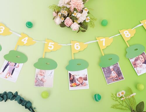 Image of Golf 12 Monthly Photo Banner - Hole In One Milestone Banner, Newborn to 12 Months, Yellow