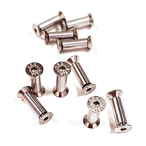 10PCS Knife Handle Bolt Rivets Scale Screw Fastener Nut Flat Hex Head Silver