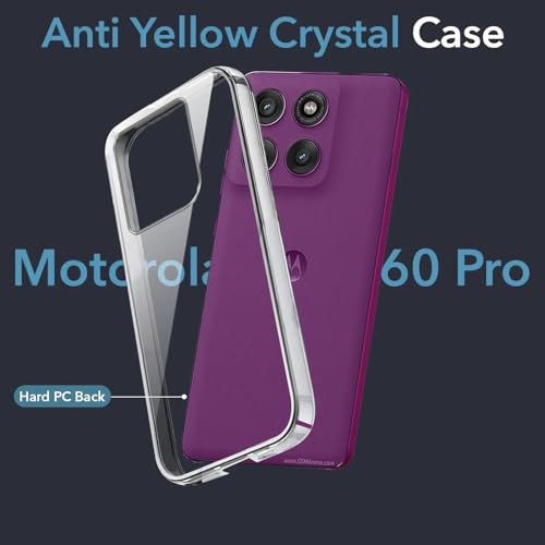 Image of DIZORO Compatible with Motorola Moto Edge 60 Pro 5G Back Cover Case Clear,[ Anti Yellow ][Military Grade Protection] Hard PC Back Cover Transparent