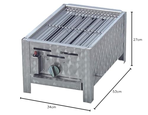 Foto von BSR-Grillen Profi Gastrobräter Gasgrill mit Grillrost, 1-flammig, Piezo Zünder, 1 x Gasregler stufenlos, Gasbräter inkl. Grillrost, Abtropfblech, Brennerabdeckung, Gasschlauch und Druckminderer