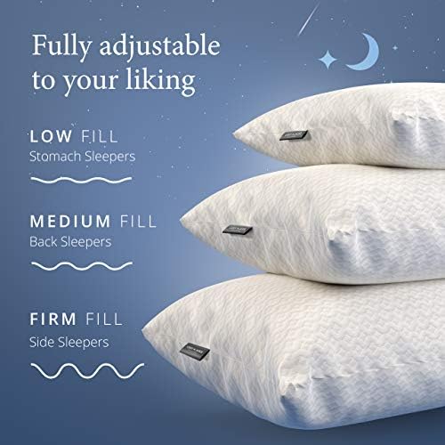 Cosy House Collection Luxury Bamboo Shredded Memory Foam Pillow Adjustable Fit Zipper Fill Removable Ultra Soft Cool Breathable Hypoallergenic Pillow Cover Queen Amazon Ca Home