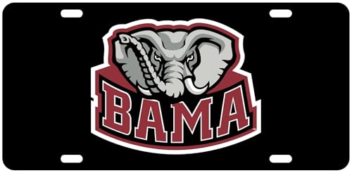 Alabama Black Acrylic License Plate Car Tag, Bama