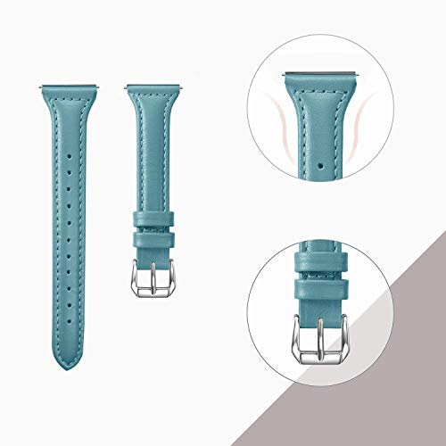 bayite Bands Compatible with Fitbit Versa 2 / Fitbit Versa Lite/Fitbit Versa, Slim Genuine Leather Band Replacement Accessories Strap Versa Women Men (5.3"-7.8") (Teal)