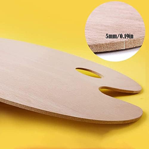 Wooden Painting Palette | Vintage Style Oval Shape Artist Mixing Wooden Tray | Suitable For Oil / Acrylic Paints, With Thump Hole Round Wood Tray Plate Art