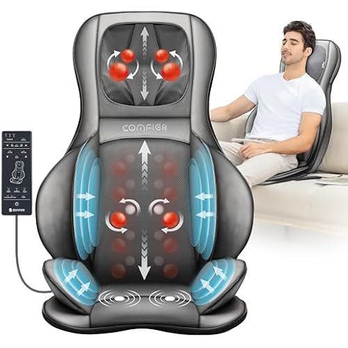 COMFIER Back Massager for Pain Relief Deep Tissue, Shiatsu Neck and Back Massager with Heat, Rolling & Compression Massage Chair Pad for Office Chair, Full Body Massage Chair Gift for Mom Dad