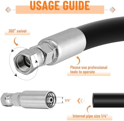 Racewill 12 Pack Hydraulic Hose End Fittings: 1/4" I.D. Hose x 1/4" JIC 37° Female With Protection Cover Hydraulic Hose End Swivel Crimp Fitting — view 2