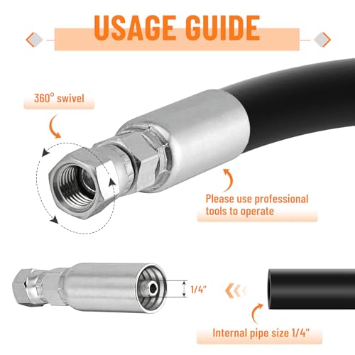 Image of 12 Pack Hydraulic Hose End Fittings: 1 /4 inch I.D. Hose x 1 /4 inch JIC 37 Female With Protection Cover Hydraulic Hose End Swivel Crimp Fitting