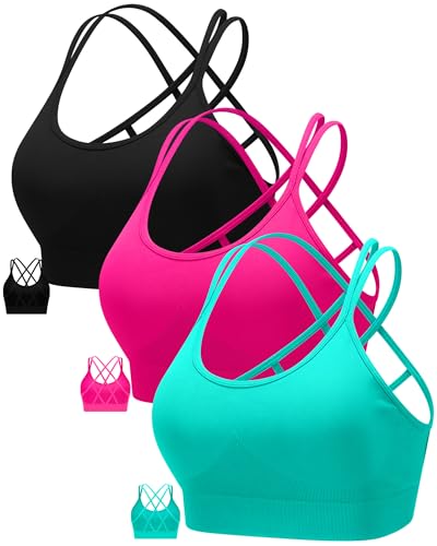 Image of RUNNING GIRL Sports Bras for Women 3Pack Strappy Bra