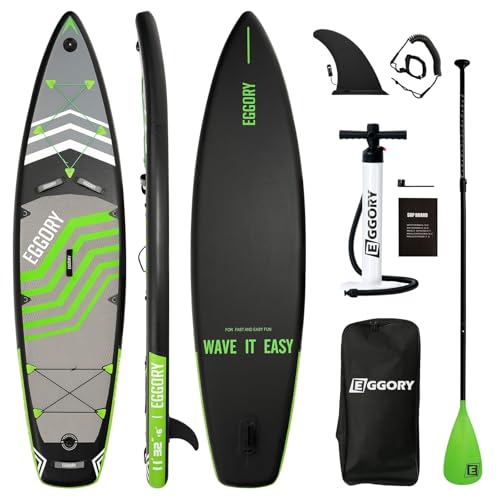 Aufblasbares Paddle-Board, Extra Breites Stand-Up-Paddle-Brett, SUP-Board mit Abnehmbarer Finne, Schwimmendes Paddel, Handpumpe, Reise-Board (Gray Green)