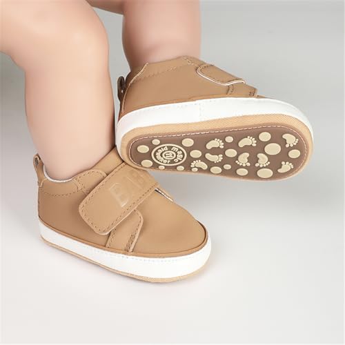 Image of HsdsBebe Baby Boys Girls Pu Leather Hard Bottom Walking Sneakers Toddler Rubber Sole First Walkers Infant Cartoon Slippers Crib Shoes