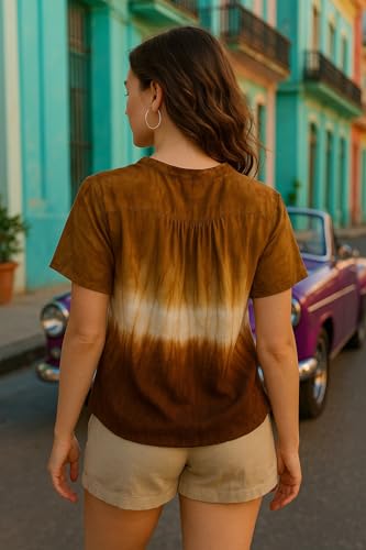 Image of Maaesa Women Handcrafted Tie & Dye Rayon Top | Regular Fit|Lightweight & Breathable Fabric | Casual Wear & Office Wear