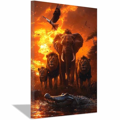 Décoration murale bohème faune africaine avec cadre premium toile 30x45cm
