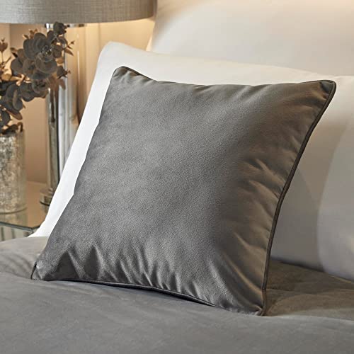 Soiree Luxury Velvet Cushion (43 x 43cm) - Soft Touch, Filling Included - Slate Grey - Matching Bedspread Available - Melanie Collection