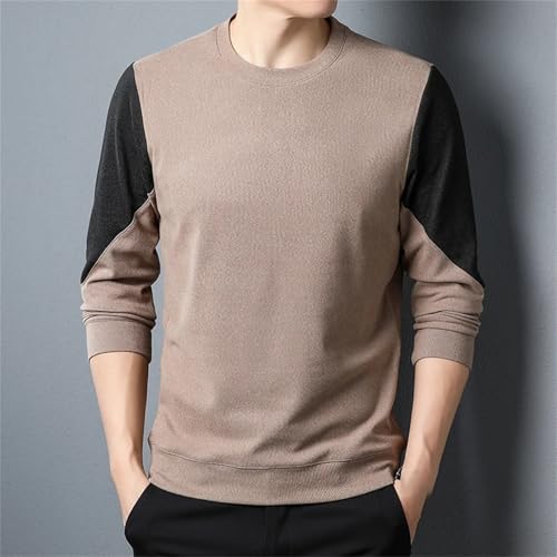 Men's Crew Neck Sweater Casual Long Sleeve Color Collision Slim Fit Knitted Pullover3