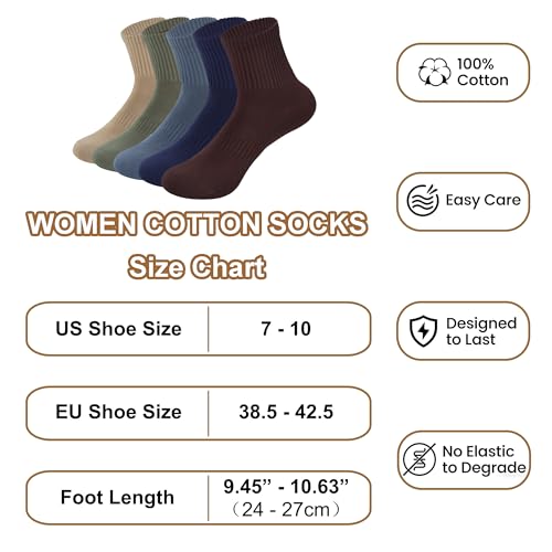 Image of Womens Cotton Anti-Pilling Quarter Crew Socks | Moisture-wicking, Odor-control, Lightweight, Office /gym, 7-pair, US 6-10