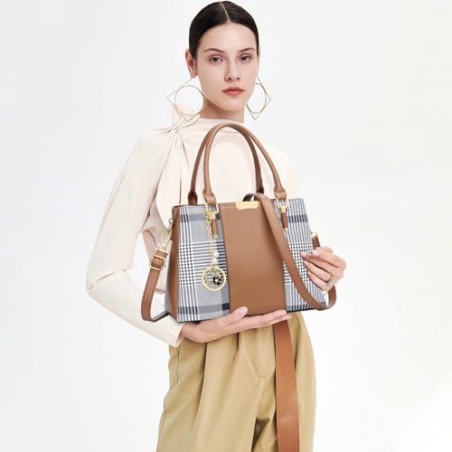 kkxiu 3 zippered compartments purses and handbags for women top handle satchel shoulder ladies bags