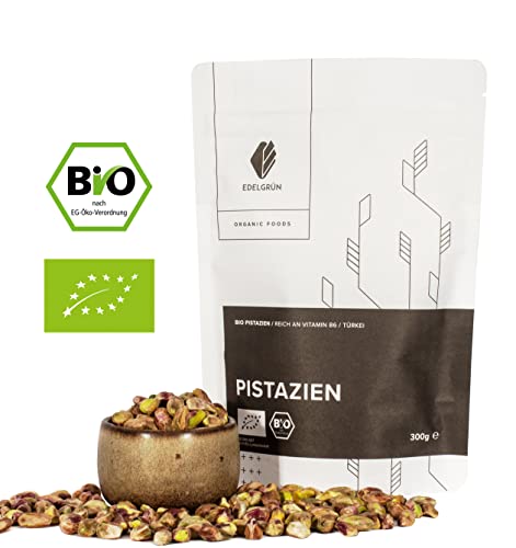 Edelgrün Bio Pistazien geschält 0,3 kg | ohne Schale & nicht geröstet | roh & ungesalzen | für den direkten Genuss & gemahlen werden und zu Pistaziencreme weiterverarbeitet werden | nicht gesalzen Cover