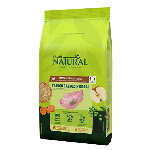 Guabi Natural, Ração Cães Sênior Porte Médio E Grande, Frango E Arroz Integral, 12Kg