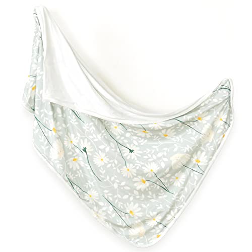 Image of GRSSDER Baby Blankets Super Soft Jersey Knit Swaddle Blanket for Baby Girls and Boys, Double Layer Receiving Blankets 34 x 44 Inches Extra Large for Baby Show Gift, Daisy Flowers Pattern