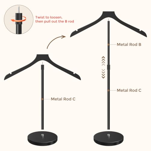2 Pack Mannequin Torso, Adjustable Shirt Display Stand Height 20 to 34 Inches, Cap and Gown Display Stand Stable Clothing Garment Dress Form, Coat Jacket Hanger Easy to Install, Black by Chicwing - Used condition - Image 2