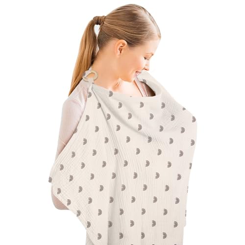Aolso Tablier Allaitement, Couverture d'allaitement en mousseline pour bébé,Grande housse d'allaitement, Couverture d'allaitement en Coton Cape Allaitement...