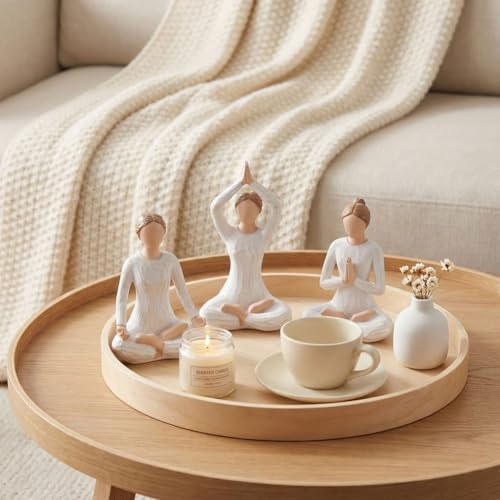 Juego de 3 Figuras de Yoga en Resina Pintadas a Mano miniatura 4