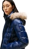 Tommy Hilfiger Damska GLOSS HW DOWN SLIM JACKET W FUR WW0WW47354 kurtka puchowa, niebieska, XL, Niebieski (Dark Night Navy), XL