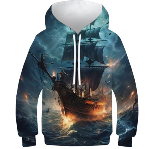 Sweatshirt PiSourise Ship 3D vêtement hiver ado fille garçon pull manches longues thermique 13-15Y