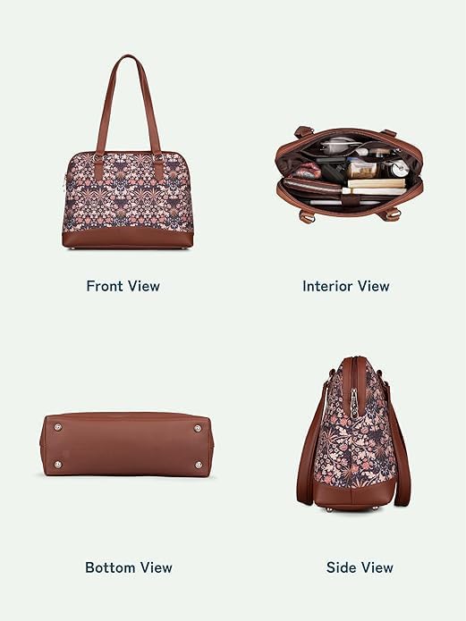 Women’s Jute & Vegan Leather Tote Bag – Handcrafted Work Shoulder Bag with Double Handles, Spacious Carryall for Office, Daily Use & Travel