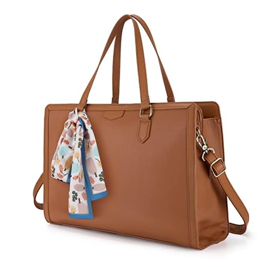 Missnine Laptop Tote Bag for Women 15.6 Inch Leather Work Bags Teacher Computer Purse Briefcase Handbag for Office, Travel