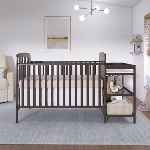 Image of Dream On Me Anna 4 in 1 Full Size Crib and Changing Table Combo in Chocolate Chip, Greenguard & JPMA Certified, Converts from Baby Crib to Toddler Bed and Day Bed