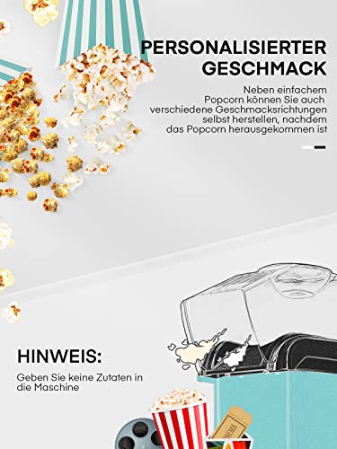 Foto von FOHERE 1200w HeiÃŸluft Popcorn Maschine,Mini Popcorn Maker,Einfach zu Verwenden Popcornmaschine,2 Minuten schnelles Popcorn,inkl. Mais-Messlöffel,Für FuÃŸballabend und Weihnachtsfeiern,Fat Free,Oil-