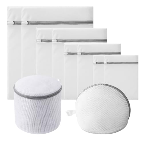 Fsaklaskdy 10 Pcs Bolsa Lavadora Ropa Interior, Bolsas para Lavadora con Cremallera Oculta, Red de Lavandería, Bolsa Estables Ropa Sucia Viaje, Malla Saco Sucia Reutilizable, Evita Que Deforme Arrugue