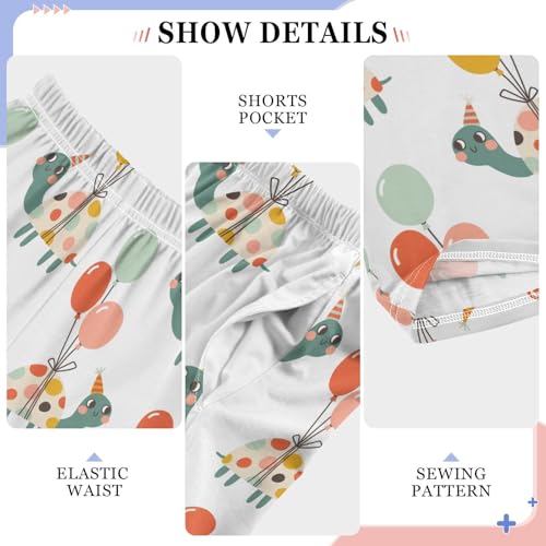 Cute Turtle Balloons White Boys Pants for Kids Jogger Pants with Pockets S-XL4