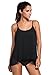 ZKESS Women's Stripes Tankini Top Bikini Swimwear With Brief Small Size Black