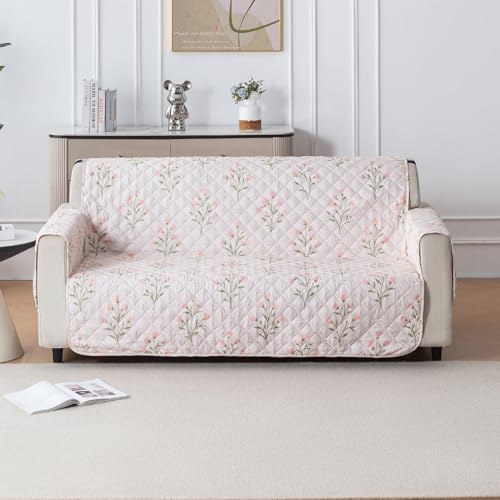 Image of House of Quirk 'Mughal Series' Anti-Slip Sofa Cover Mat with Pocket | Polyester Couch Protector for Pets, Kids & Spills (Gulbahar, 180x170cm, Three Seater)