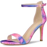 Perphy Tie Dye Ankle Strap Stiletto Heels Blue Pink Sandals for Women 10 M US