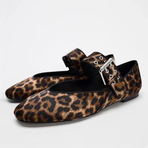 Chaussures ballerines Mary Jane léopard à bout carré taille 41 - 3