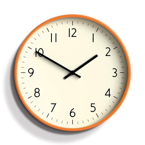 Cream Frame and Black Hands Wall Clock, Battery Operated Classic