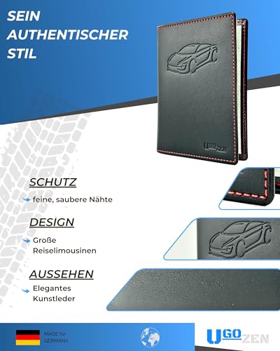 Ugozen Fahrzeugschein Hülle aus hochwertigem Kunstleder - Schutzetui für Zulassungsbescheinigung & Auto Papiere