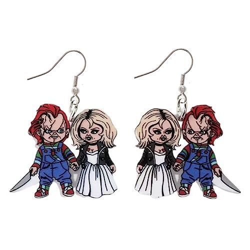 Evil Doll Bride Earrings for Women. Evil Red Haired Serial Killer Doll Earring
