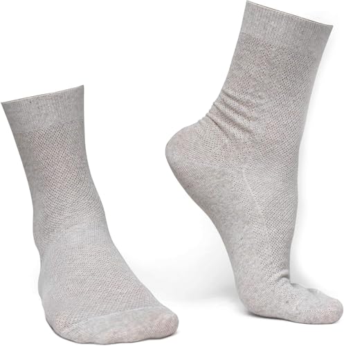 Linen Crew Socks, Machine Washable, 100% Natural Linen, Light Gray
